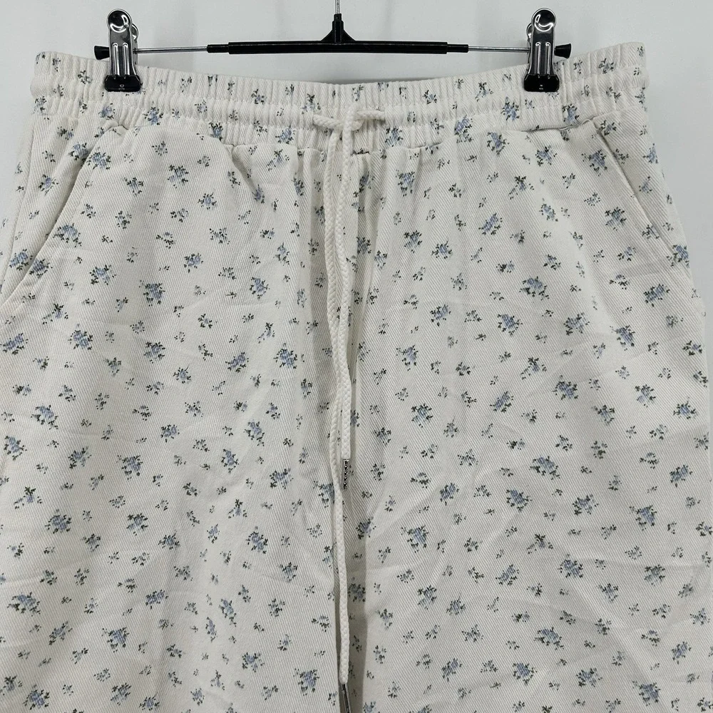 Loveriche New In Women M Floral Parachute Pants Wide Leg Drawstring Hem Boho NWT